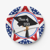 Al Amerikaans Afstudeerder - Rood wit en blauw op Papieren Bordje (Voorkant)