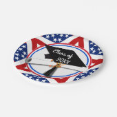 Al Amerikaans Afstudeerder - Rood wit en blauw op Papieren Bordje (Gekanteld)