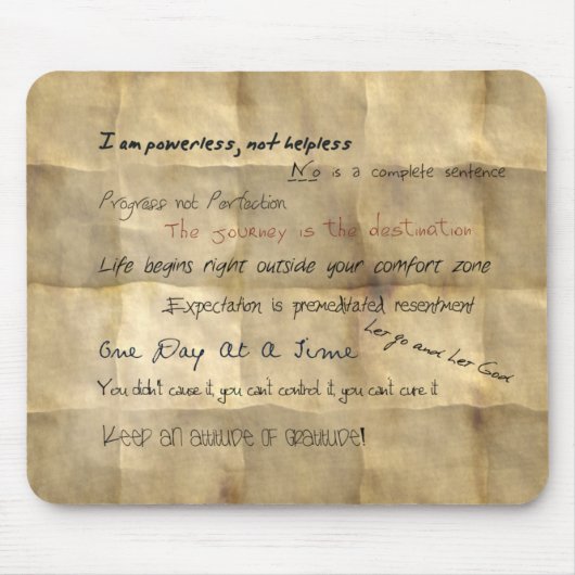 Al-anon Slogans Motivatie Mousepad Muismat (Voorkant)