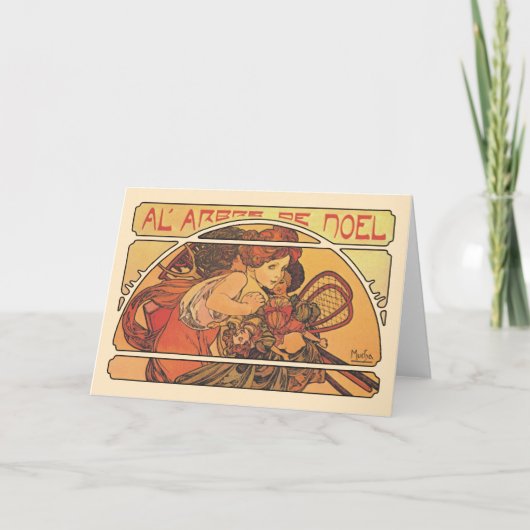 Al' Arbre DE Noel- Alphons Mucha Feestdagen Kaart (Voorkant)