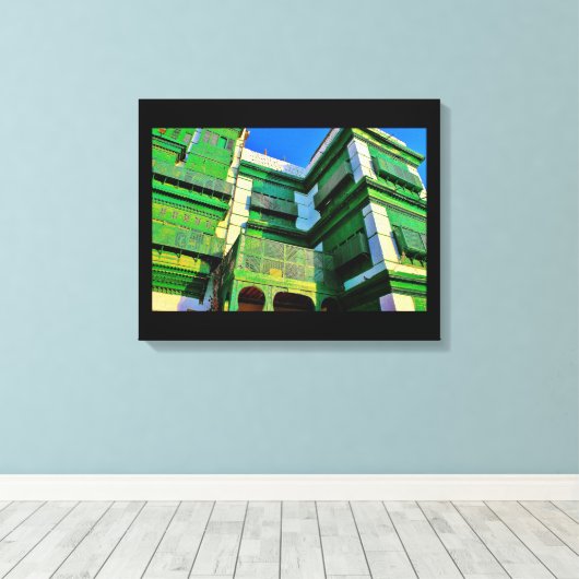 Al Balad Green Buildings Canvas Afdruk (Insitu (Houten vloer))