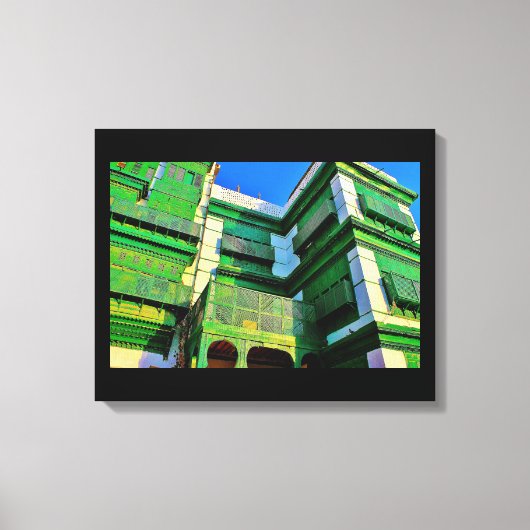 Al Balad Green Buildings Canvas Afdruk (Voorkant)