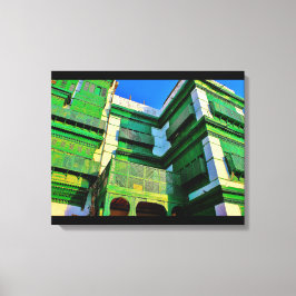 Al Balad Green Buildings Canvas Afdruk