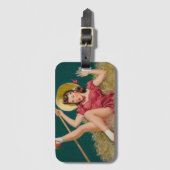 Al Buell Farming Boerderij Pin Up Meisje Bagagelabel (Voorkant (verticaal))