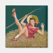 Al Buell  Farming Boerderij Pin Up Meisje Magneet (Voorkant)