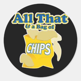 Al dat en een tas met chips ronde sticker