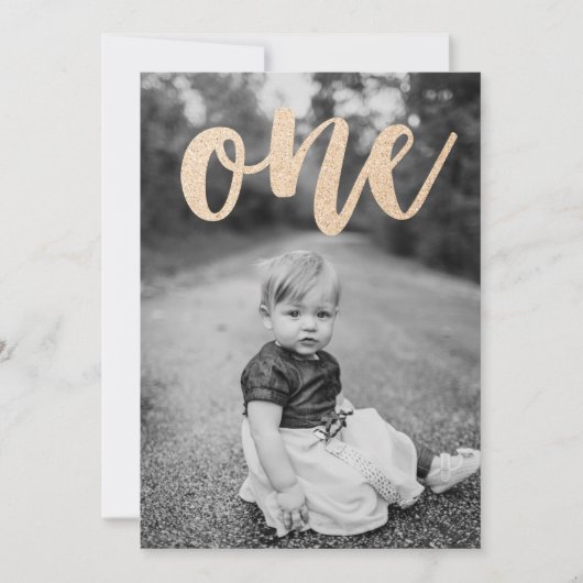 Al dat Glitters First Birthday Party Uitnodiging (Voorkant)