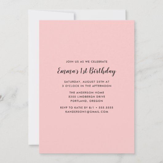 Al dat Glitters First Birthday Party Uitnodiging (Achterkant)