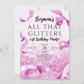 Al dat glitters roze Sparkle verjaardagsfeestje Kaart (Voorkant)
