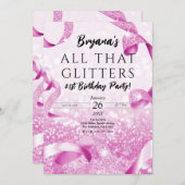 Al dat glitters roze Sparkle verjaardagsfeestje Kaart (Voorkant / Achterkant)