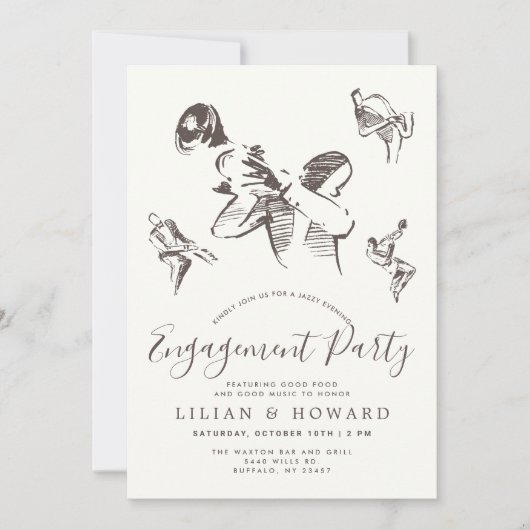 Al dat Jazz | Jazz Thed Engagement Party Kaart (Voorkant)