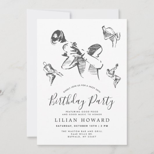 Al dat Jazz-Th-Threaded Birthday Party B/W Kaart (Voorkant)