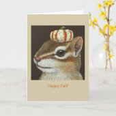 Al de chipmunk en de pompoenkaart voor herfst kaart (Gele Bloem)