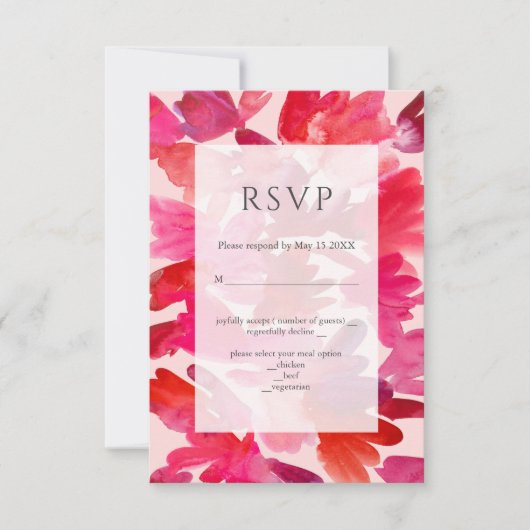 Al de Liefde Waterverf Roze RSVP-Kaart RSVP Kaartje (Voorkant)