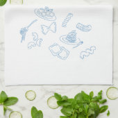 Al Dente rood en blauw Theedoek (Gevouwen)