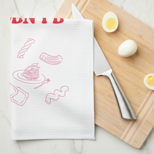 Al Dente roze en rood Theedoek (Quarter Fold)