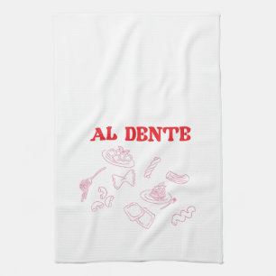 Al Dente roze en rood Theedoek