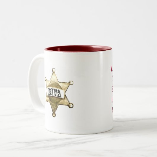 "Al een Cowgirl Diva moet gelukkig zijn..." Tweekleurige Koffiemok (Voorkant links)