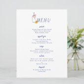 Al Fresco Wijn Lemon Blauw Wit Diner Menu Kaart (Staand voorkant)