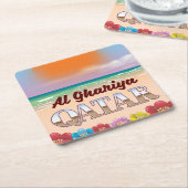 Al Ghariya Qatar strand poster Kartonnen Onderzetters (Schuin)