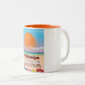 Al Ghariya Qatar strand poster Tweekleurige Koffiemok (Voorkant rechts)