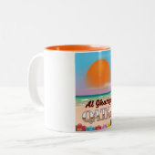 Al Ghariya Qatar strand poster Tweekleurige Koffiemok (Voorkant links)