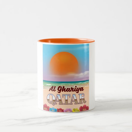 Al Ghariya Qatar strand poster Tweekleurige Koffiemok (Center)