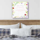 Al Hamichya Hebrew-tekst met modern Floral Lijst Canvas Afdruk (Insitu (Slaapkamer))