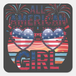 Al het Amerikaanse meisje Vierkante Sticker