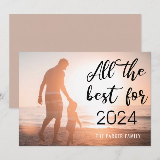 Al het beste voor het nieuwe jaar minimalistische  feestdagenkaart (Voorkant / Achterkant)