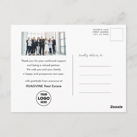 Al het beste voor Nieuwjaar Business Photo Gold Briefkaart (Achterkant)