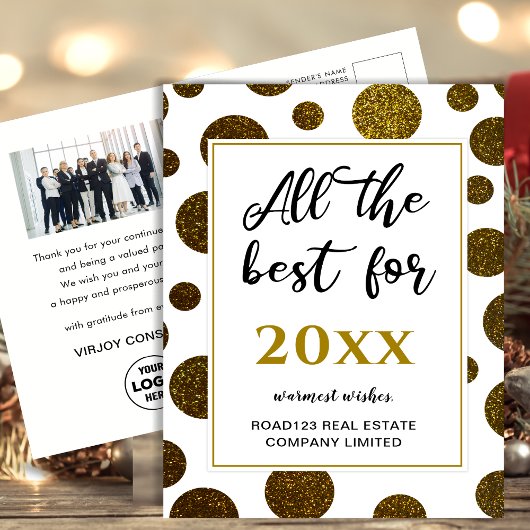 Al het beste voor Nieuwjaar Business Photo Gold Briefkaart