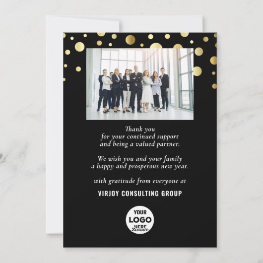 Al het beste voor zakelijk Logo Photo Modern Zwart Feestdagenkaart (Achterkant)