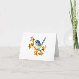 Al het onbeschreven blauw vogel, gevouwen Wenskaar Kaart