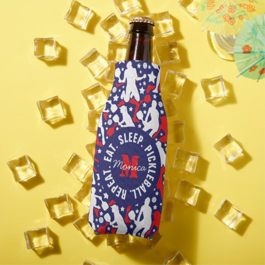 Al het patroon met de naam van de pekelbal [USA] Flesjeskoeler (Insitu Zomer)