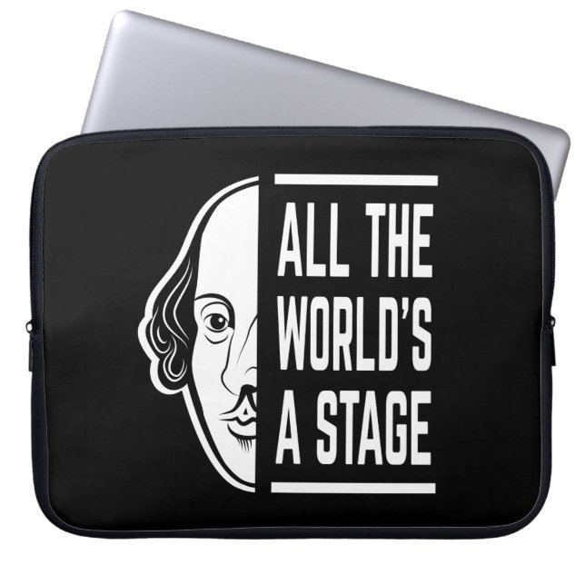 Al het podium van de wereld Thespian Shakespeare c Laptop Sleeve (Voorkant)