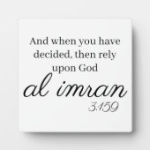 Al Imran 3:159 Quran Verse Sign Fotoplaat (Voorkant)