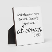 Al Imran 3:159 Quran Verse Sign Fotoplaat (Voorkant)