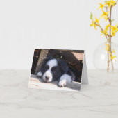 Al Kaart van de Nota van het Puppy van Tuckered (Gele Bloem)