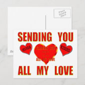 Al mijn liefde met Hugs en Kisses 3D Briefkaart (Voorkant / Achterkant)