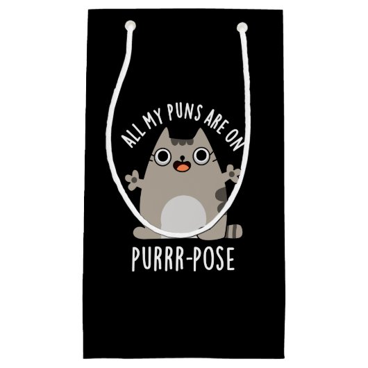 Al mijn puns zijn op Gesponnen-pose Funny Cat Pun  Klein Cadeauzakje (Voorkant)