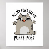Al mijn puns zijn op Gesponnen-pose Funny Cat Pun Poster (Voorkant)