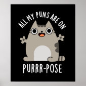 Al mijn puns zijn op Gesponnen-pose Funny Cat Pun  Poster (Voorkant)