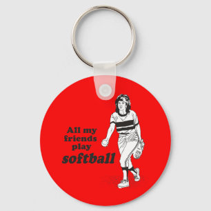 Al mijn vrienden spelen softball sleutelhanger