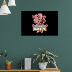Al mijn vrienden zijn spek grappig varkensvlees va poster