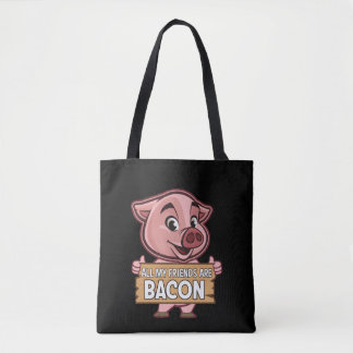 Al mijn vrienden zijn spek grappig varkensvlees va tote bag