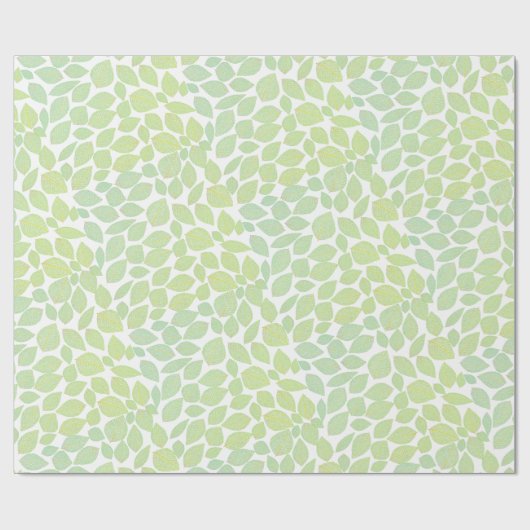 Al Occasion Green Leaf Pattern White Background Cadeaupapier (Vlak)