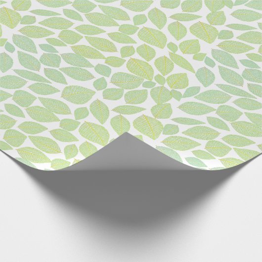 Al Occasion Green Leaf Pattern White Background Cadeaupapier (Hoek)