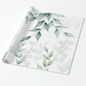 Al Occasion Wrapping Grayed Jade Green Botanical Cadeaupapier (Uitgerold)