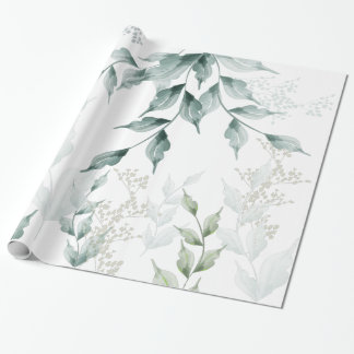 Al Occasion Wrapping Grayed Jade Green Botanical Cadeaupapier